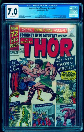 Journey Into Mystery Annual 1 Cgc 7.  0 White 1st First Hercules Thor 1965