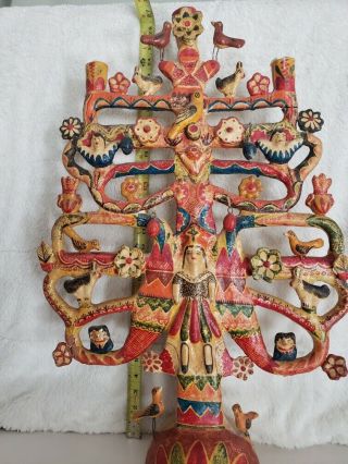 Mexican Folk Art Vintage Tree Of Life 26” Tall In The Style Of Aurelio Flores