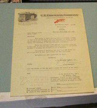 1921 C.  E.  Erickson Company Action Advertising Letter Des Moines Iowa Discounts 3