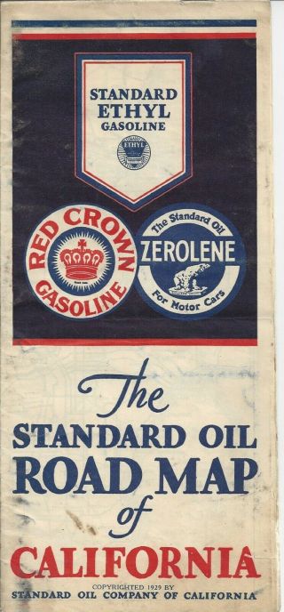 1929 Standard Oil Of California (socal) Road Map Of California