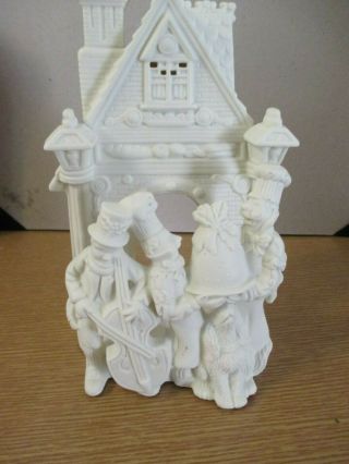 Partylite Village Bakery Carolers Tealight Candle Holder White Bisque Christmas