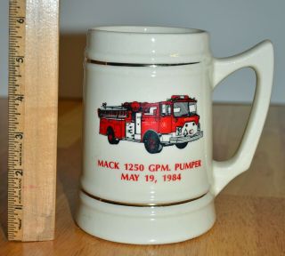 Vintage Morganville Independent Fire Company Ceramic Mug Beer Stein 1984 Nj Guc