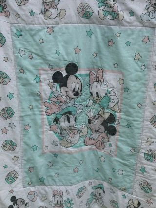 Vtg Dundee Mickey Mouse Minnie Disney Donald Duck Daisy Baby Blanket Comforter