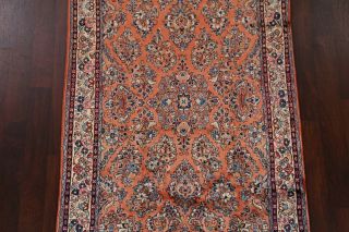 225 Knots Vintage All - Over Floral Sarouk Persian Rust Oriental Area Rug Wool 4x7 3
