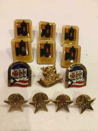 Vintage Collectible Pins: Rums Of Puerto Rico,  500 Years,  Brass Frog & Stars 13
