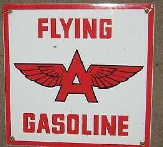 Flying A Gasoline Sq Porcelain Metal Sign Nr