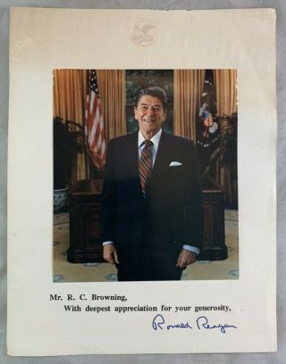 Hand Signed Autographed President Ronald Reagan Photo To R.  C.  Browning