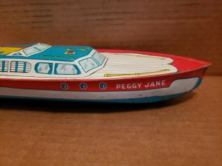 Vintage J.  Chein Tin Litho Wind Up Motor Boat,  