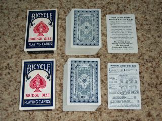 2 Decks Vintage Bicycle Bridge Size Playing Cards Blue Doily Back High Finish 86