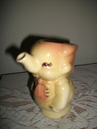 Vintage Elephant Ceramic Creamer Pitcher - Pastel Colors Ears Are Handle