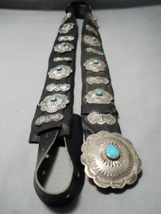 Important Vintage Navajo Benny Yazzie Turquoise Sterling Silver Concho Belt Old