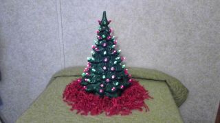 Large Vintage Ceramic Christmas Tree 18 Inch Tall With Base Red&green Lights