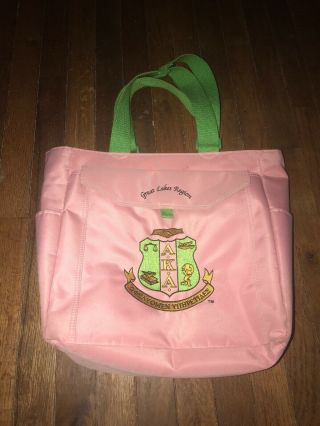 Aka Alpha Kappa Alpha Sorority Big Pink Bag Embroidered Logo Great Lakes Region