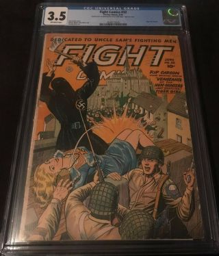 1944 Fight Comics 32 Cgc 3.  5 First Tiger Girl Begins Beheading Cover Scarce Ga
