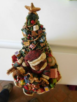 Grandeur Noel BEAR Christmas tree STOCKING HOLDER Hand painted weighted VGC 2