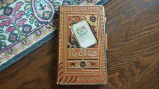 Antique Victorian Era Pocket Notebook With Pencil,  Gold Gilt Trim 3.  5 " X6 "