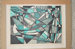 Helen Gerardia Abstract Silkscreen Serigraph Print " Seaside " Signed & Numbered