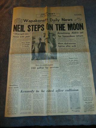 July 21,  1969 Wapakoneta Ohio Newspaper: Apollo 11 Neil Armstrong Hometown Paper