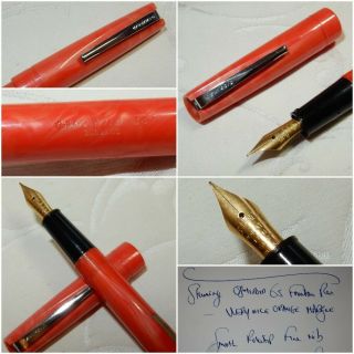 Stunning Osmiroid 65 Fountain Pen - Orange Marble Smooth Fine Nib - Nr