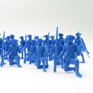 39 Vintage 60s 70s Mpc Blue Plastic 2.  5 " Civil War Soldiers Colonial Revolution