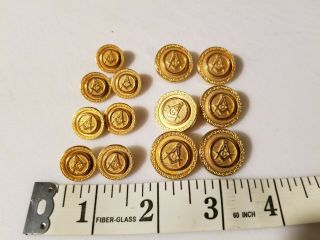 Masonic Buttons 6 Large & 7 Small