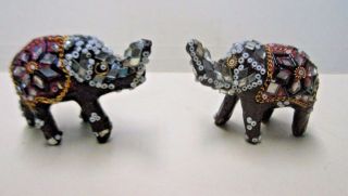 Hand - Crafted Beaded & Painted Decorative India Elephant Figurines Set Of 2