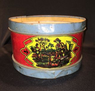 1911 Tin Boy Scout Tin Litho Drum Patriotic Marching First Aid Camp Fire 2