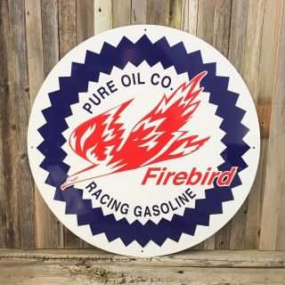 Pure Oil Firebird Racing Gasoline 24 " Metal Tin Sign Garage Shop Service Station