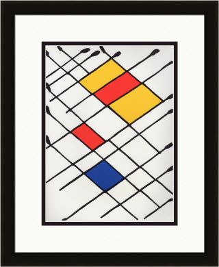 1976 Alexander Calder 1963 Color Lithograph " Composition " Framed