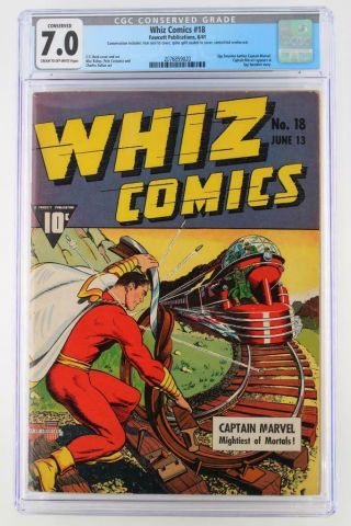 Whiz Comics 18 - Cgc 7.  0 Fn/vf - Conserved - Fawcett 1941 - Captain Marvel