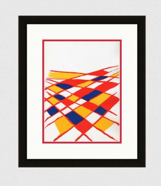 1971 Calder Authentic Color Lithograph " Abstract Composition " Gallery Framed