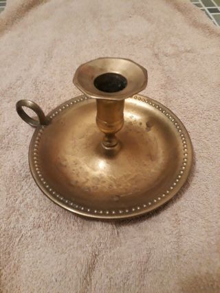 Vintage Antique Brass Traveling Nautical Candleholder With Handles 6” Across