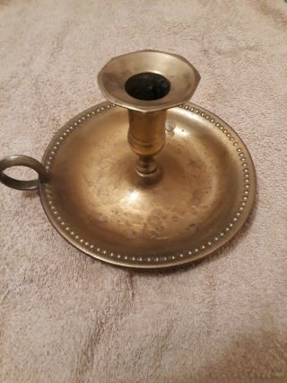 Vintage Antique Brass Traveling Nautical Candleholder With Handles 6” Across 2