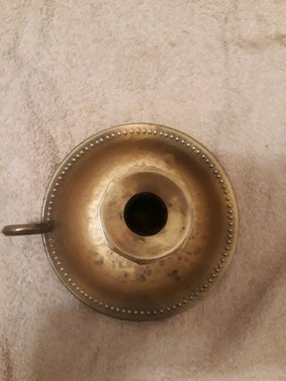 Vintage Antique Brass Traveling Nautical Candleholder With Handles 6” Across 3