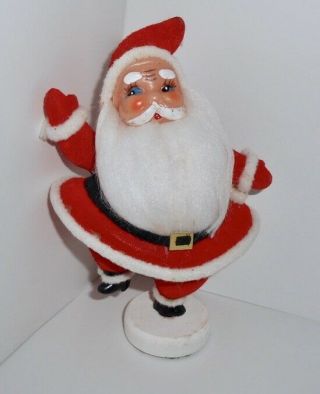 Vintage Japan Dancing Santa Claus Red Felt Christmas Figurine On Stand B21
