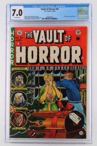 Vault Of Horror 35 - Cgc 7.  0 Fn/vf - Ec 1954 - Christmas Cover And Stories