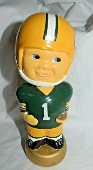 Estate: Green Bay Packers Old Bobble Head 1 On Front 8 " Tall Look Go Pack Go