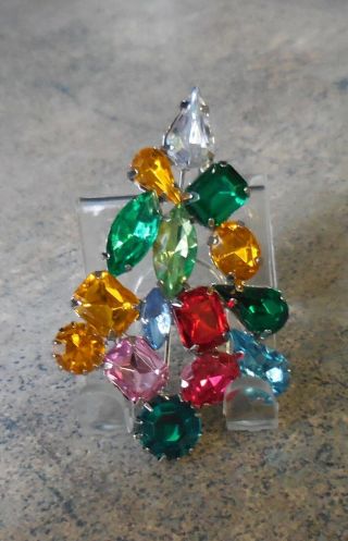 Haskell Holiday Christmas Tree Pin - Large Rhinestones
