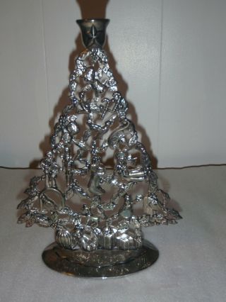 Vintage Godinger Silver Art Company Christmas Tree Candle Holder 11 " X 8 "