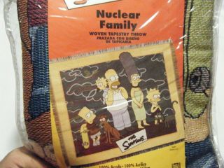 Simpsons Nuclear Family Woven Tapestry Throw 50 " X60 " Blanket Mohawk 2002