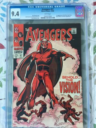 Avengers 57 Cgc 9.  4 White Pages 1st Appearance Of Vision Key Issue