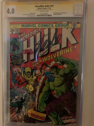 The Incredible Hulk 181,  Signed By Stan Lee And Len Wein,  Cgc Ss 4.  0