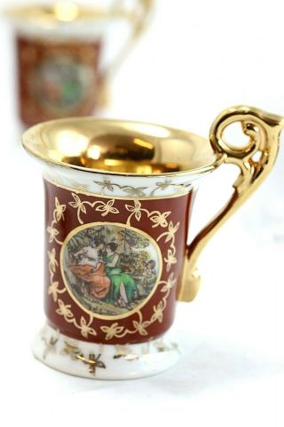 Vintage GDR Porcelain Espresso Cup & Saucer Set w/ Women Lovers 3
