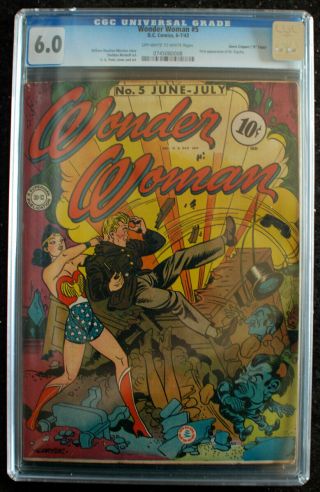 Wonder Woman 5 (1943) Cgc 6.  0 Ow - W Pages 1st Dr.  Psycho D Crippen Pedigree Dc