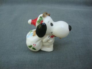 Rare Vintage 1970s Peanuts Snoopy Dog Christmas Tree Ornament Doll In Back Pack