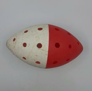 Vintage 70s Wiffle Style Plastic Football Red/white Lightweight Perforated Ball