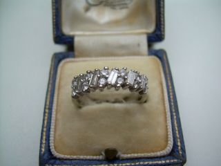 Vintage 18ct White Gold & Natural Diamond Half Eternity Ring Size N.