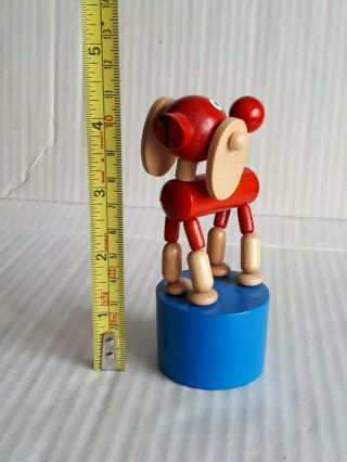 Wooden Poodle Baby Dog Push Button Puppet Movable Jointed Push - Up Toy