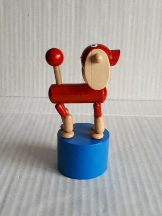Wooden Poodle Baby Dog Push Button Puppet Movable Jointed Push - Up Toy 3