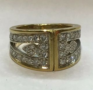 14k Diamond Ring Pierced Setting Estate Vintage Mid Century